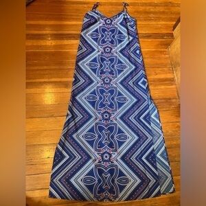 Women’s Tori Richard Honolulu Blue Multi-Colored Sundress w/ Side Slits, Small